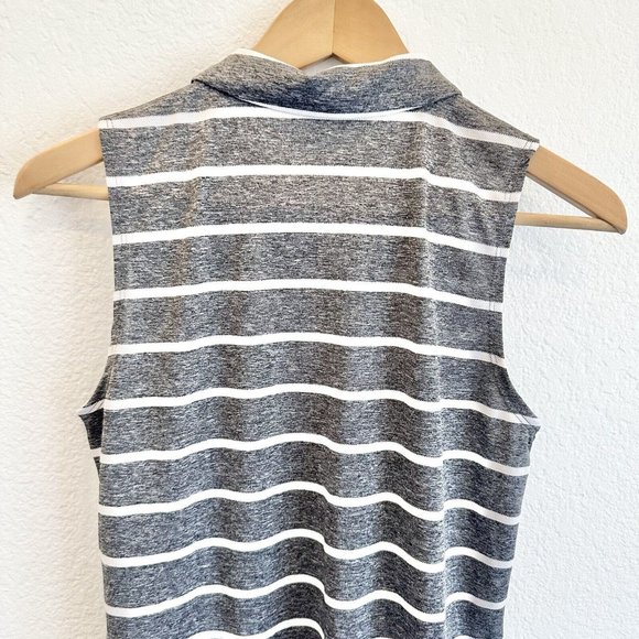 Nike Women's Striped Polo Sleeveless Top Size Small Gray White - Picture 4 of 6